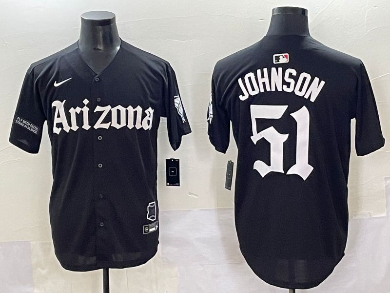 Men 2025 Arizona Diamondback #51 Johnson Black Five generations Joint Name Nike MLB Jersey style 2->youth mlb jersey->Youth Jersey
